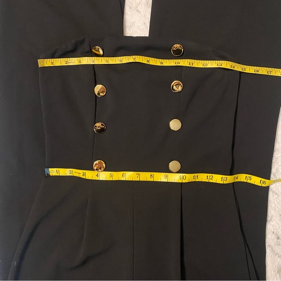 Maru jumpsuit strapless black wide leg slits M - Picture 10 of 13